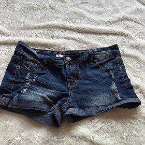 Blue Notes Distressed Denim Shorts | Rolled Hem | Size 28 Summer Staple